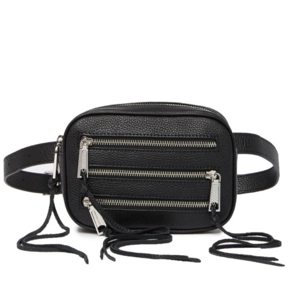 Rebecca Minkoff Black 3 Zip Leather Belt Bag
